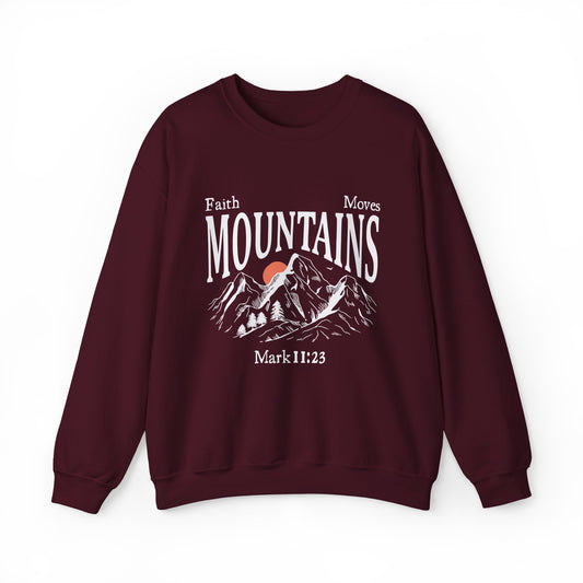 Faith Moves Mountains - Mark 11:23 | Women's Christian Sweatshirt | Faith Premium Sweatshirt
